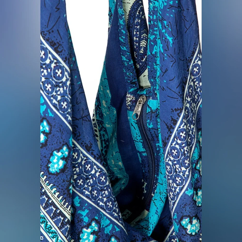 Boho Chic Beach Yoga Hobo Shoulder Bag - 100% Cotton - Bohemian Ethnic Inspired